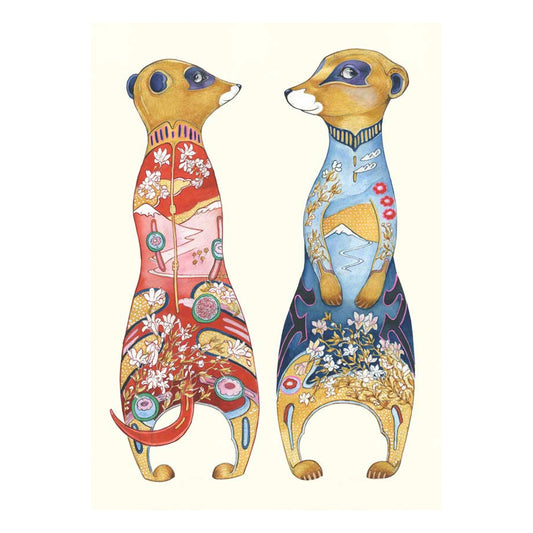 Meercats Greeting Card by Daniel Mackie - 7 x 5 inches with envelope