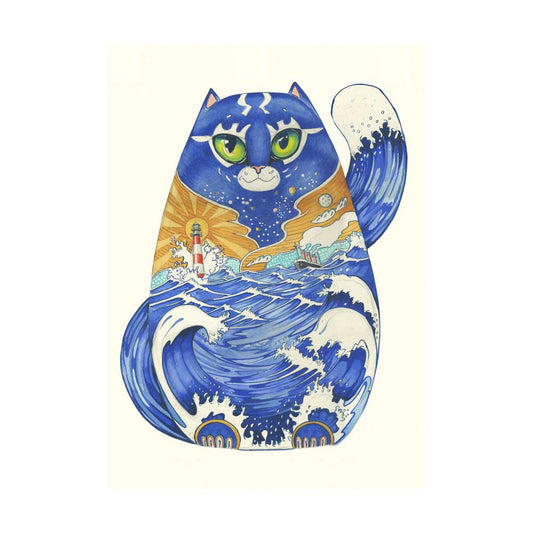 Ships Cat Card by Daniel Mackie - 7 x 5 inches with envelope