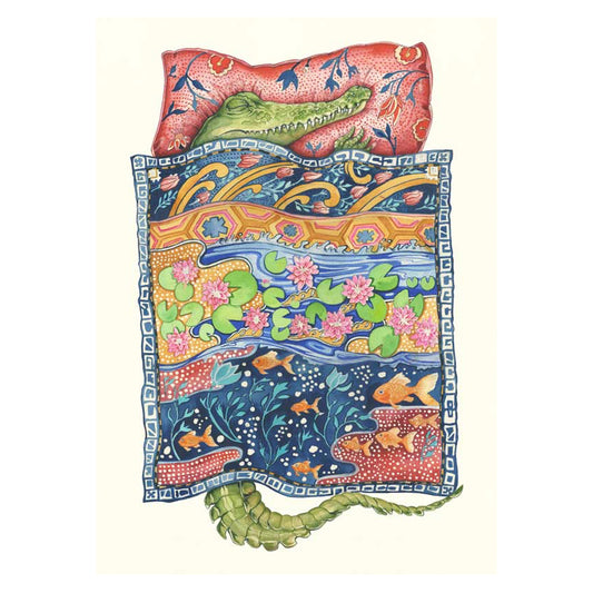 Crocodile Asleep Card by Daniel Mackie - 7 x 5 inches with envelope