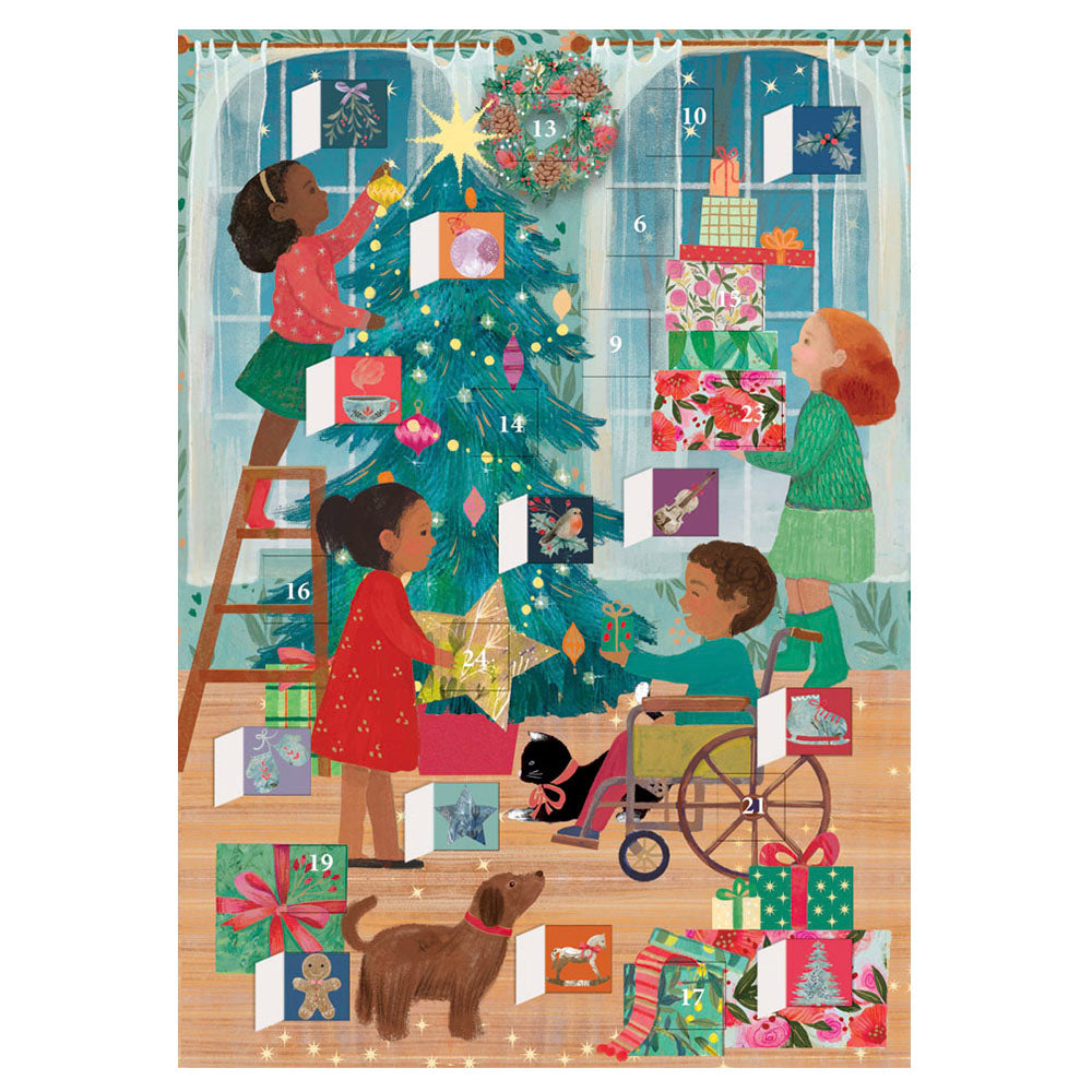 A Christmas Party Advent Calendar Card with envelope 170 x 120mm Roger la Borde