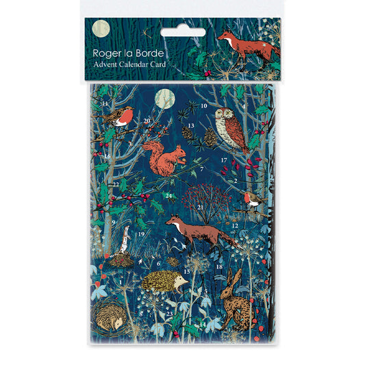 Winter’s Tale Animal Roger La Borde Advent Calendar Card Die Cut Windows with envelope 170 x 120mm