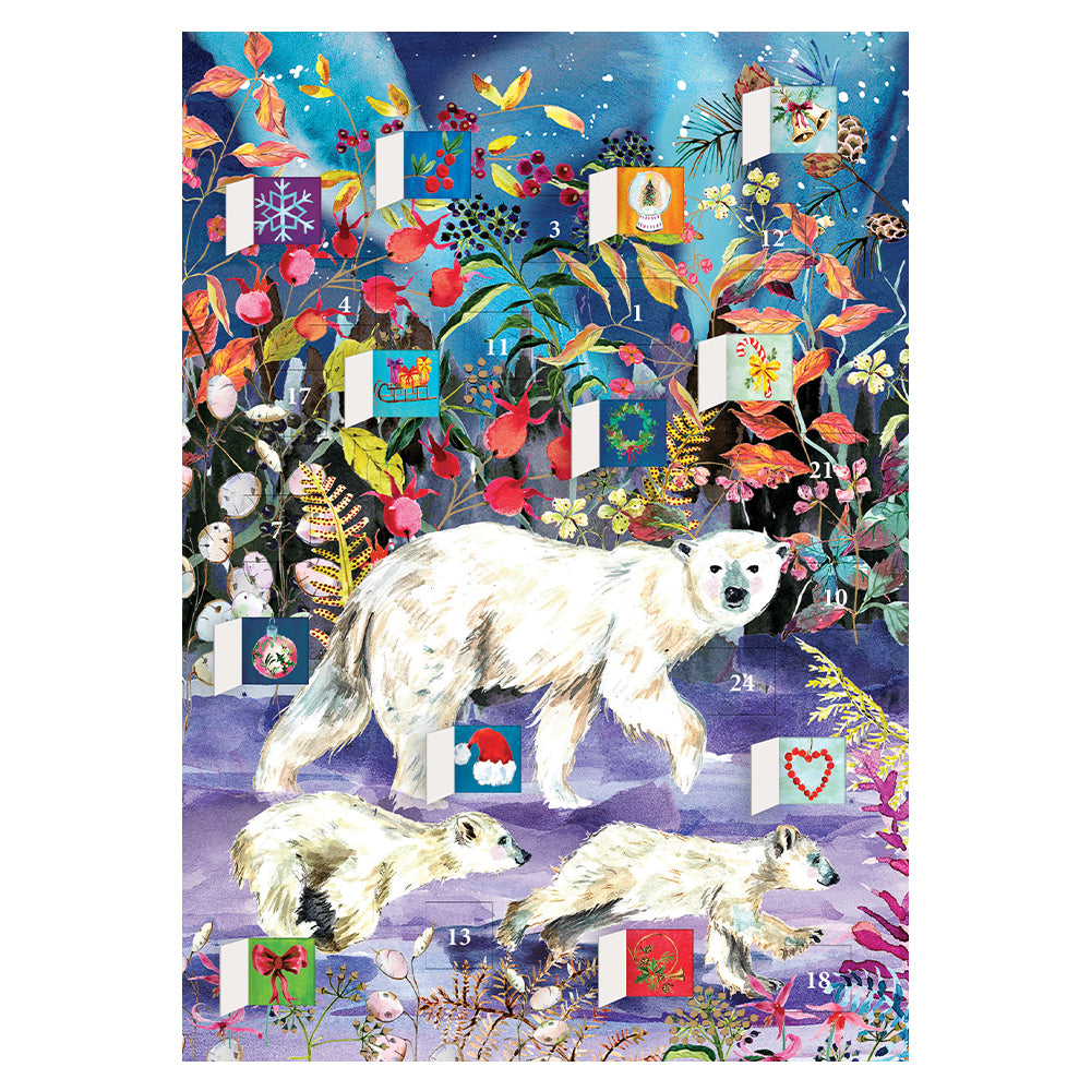 Aurora Bears Roger La Borde Advent Calendar Card Die Cut Windows with envelope 170 x 120mm