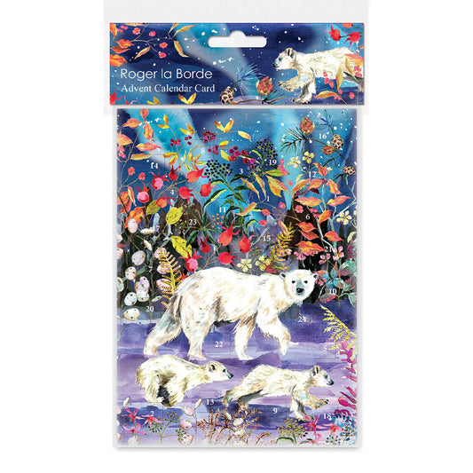 Aurora Bears Roger La Borde Advent Calendar Card Die Cut Windows with envelope 170 x 120mm