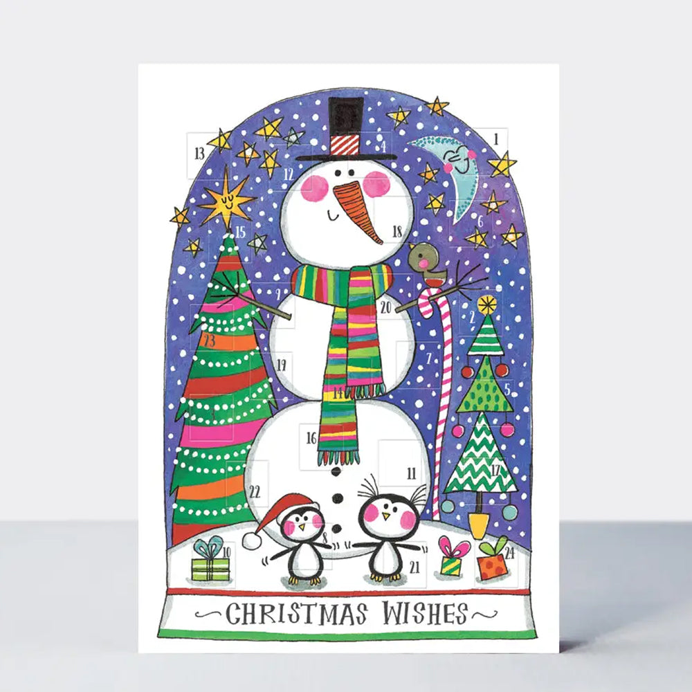 Snowman Snow Globe Rachel Ellen Advent Card 178 x 126 mm + env