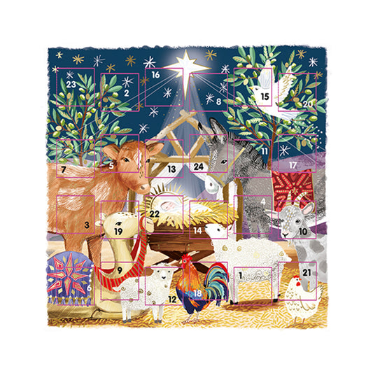 Farm Nativity Advent card 159 x 159 mm white envelope