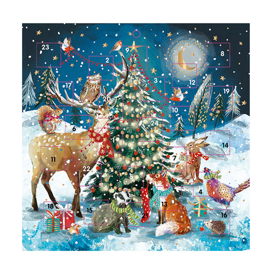 Tree and Animals Around the Trees Ling Advent Calendar 230 x 230 mm with white envelope