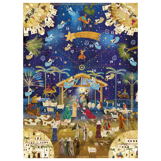 Nativity Foiled Advent Calendar Ling 340 x 250 mm with white envelope