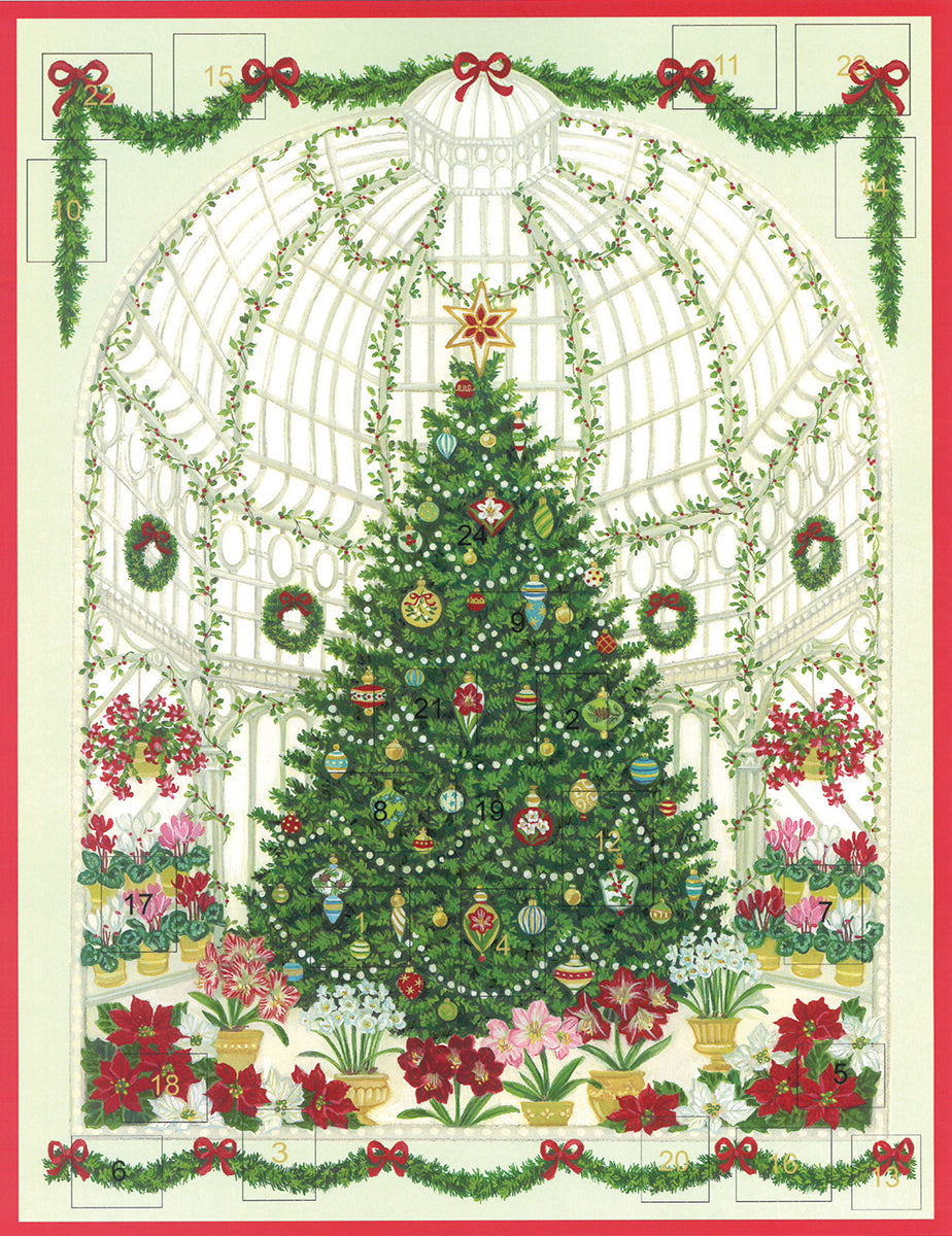 RHS Window Christmas at the Garden Caspari Advent Calendar 29 x 37 cm