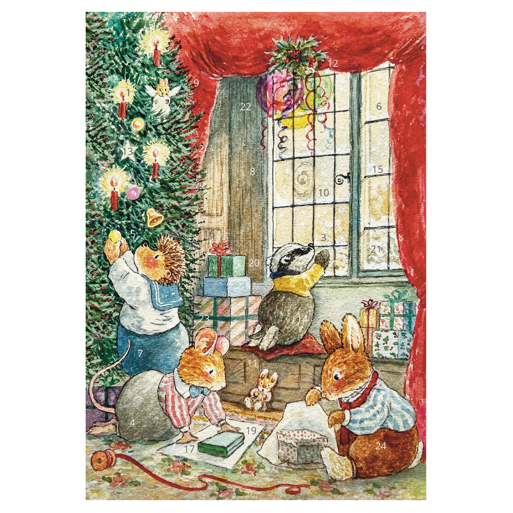 Foxwood Tales Wrapping Presents Porch Fairies Whimsical Animals Advent Calendar Card A5 + env