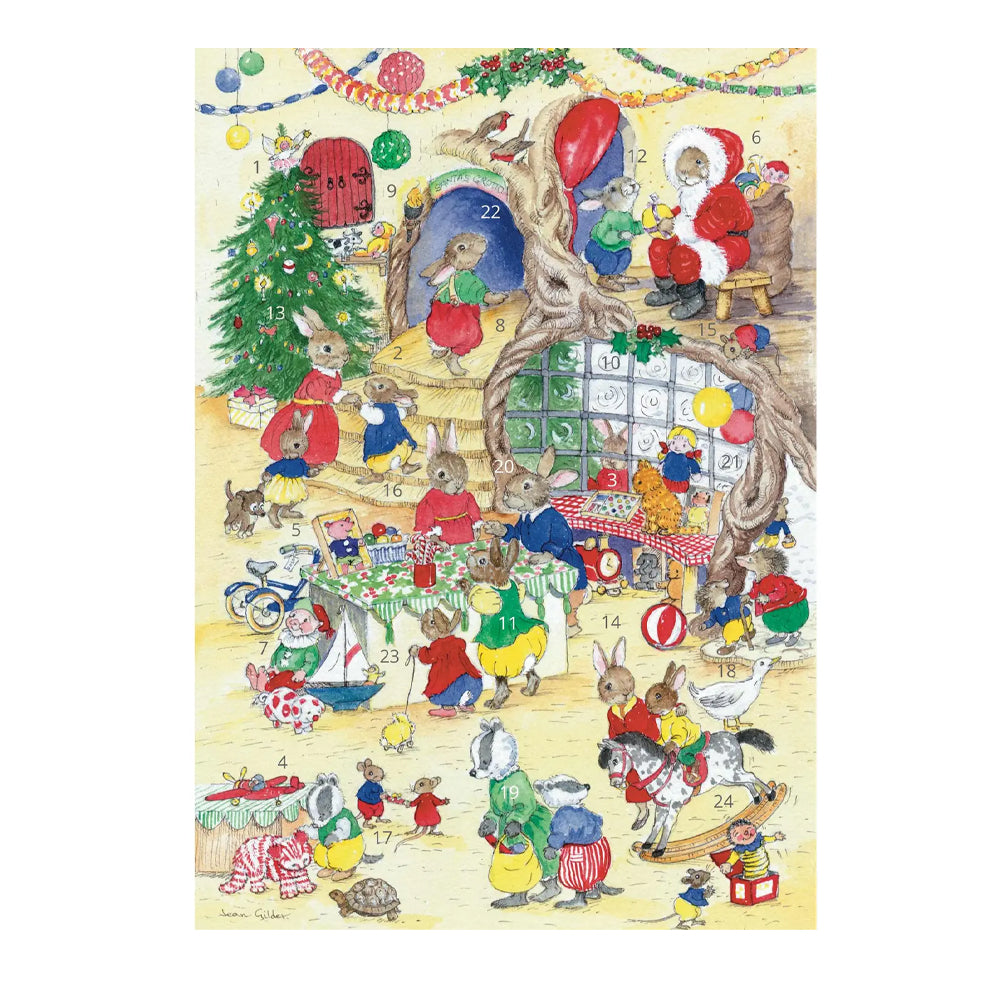 Toy Shop Porch Fairies Whimsical Animals Advent Calendar Card A5 + env