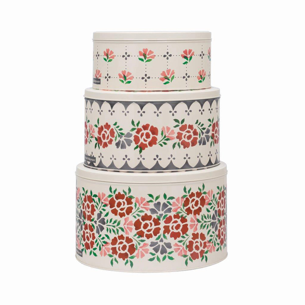 Emma Bridgewater Antique Roses Set of 3 Round Cake Tins - 250 (d) x 145mm 225 (d) x 120mm 195 (d) x 95mm