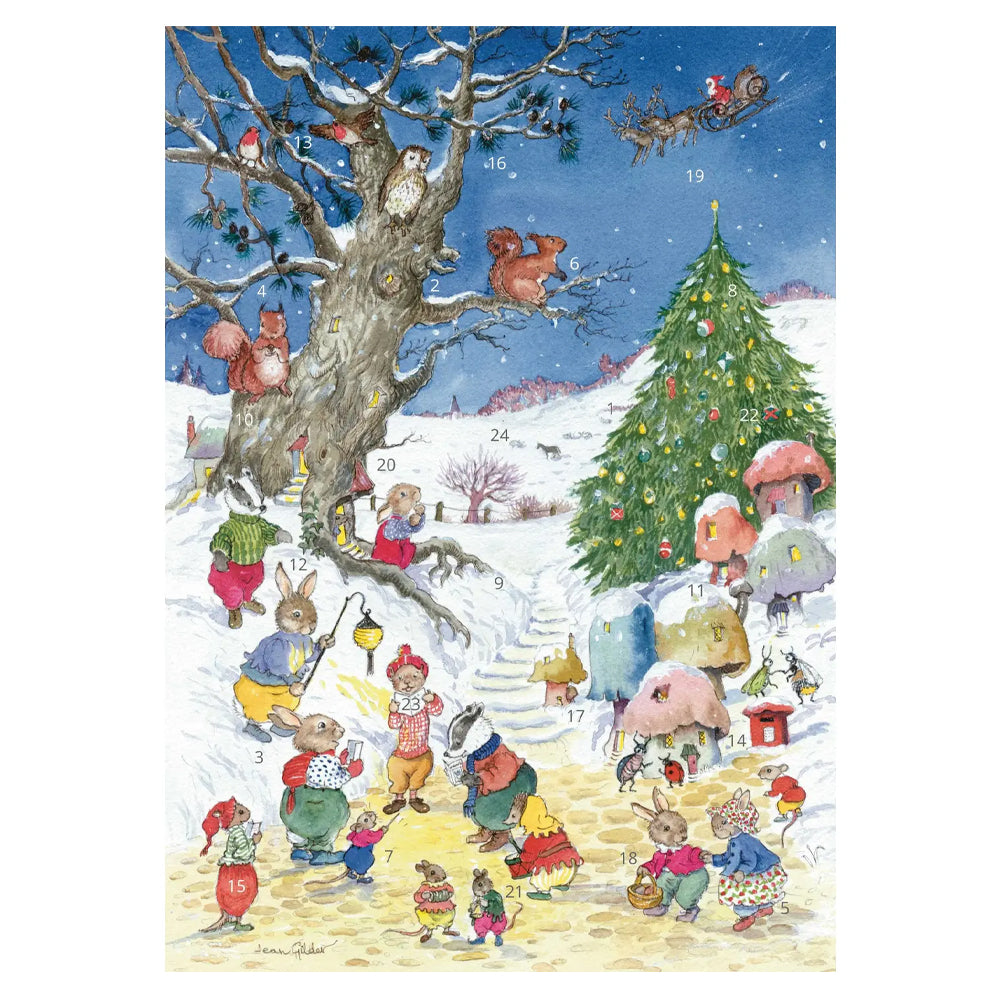 Christmas in the Woods Porch Fairies Whimsical Animals Advent Calendar A4