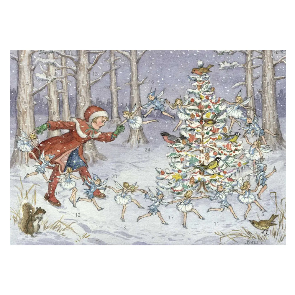 Snow Fairies Porch Fairies Whimsical Animals Advent Calendar A4
