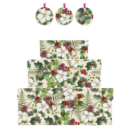 Botanist Collctive Evergreen Nest of 3 Boxes Size: small 165 x 50 x 110mm Medium: 230 x 90 x 165mm Large: 310 x 130 x 225mm