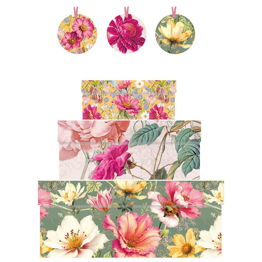 Botanist Collective Verdant Verse Floral Nest of 3 Boxes Size: small 165 x 50 x 110mm Medium: 230 x 90 x 165mm Large: 310 x 130 x 225mm