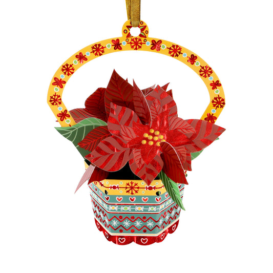 Poinsettia 12 x 15 x 4cm  - Baubles 3D Pop Up Christmas Card Ornament Santoro