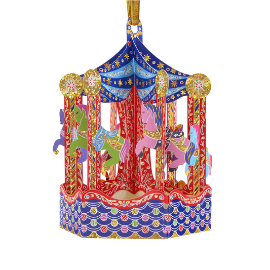 Carousel 16 x 15 x 4cm - Baubles 3D Pop Up Christmas Card Ornament Santoro