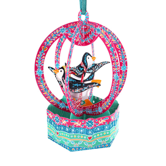 Snow Globe Penguins 17 x 15 x 4cm - Baubles 3D Pop Up Christmas Card Ornament Santoro