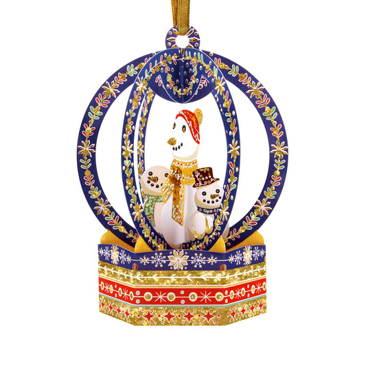 Snow Globe Snowmen 18 x 15 x 4cm - Baubles 3D Pop Up Christmas Card Ornament Santoro