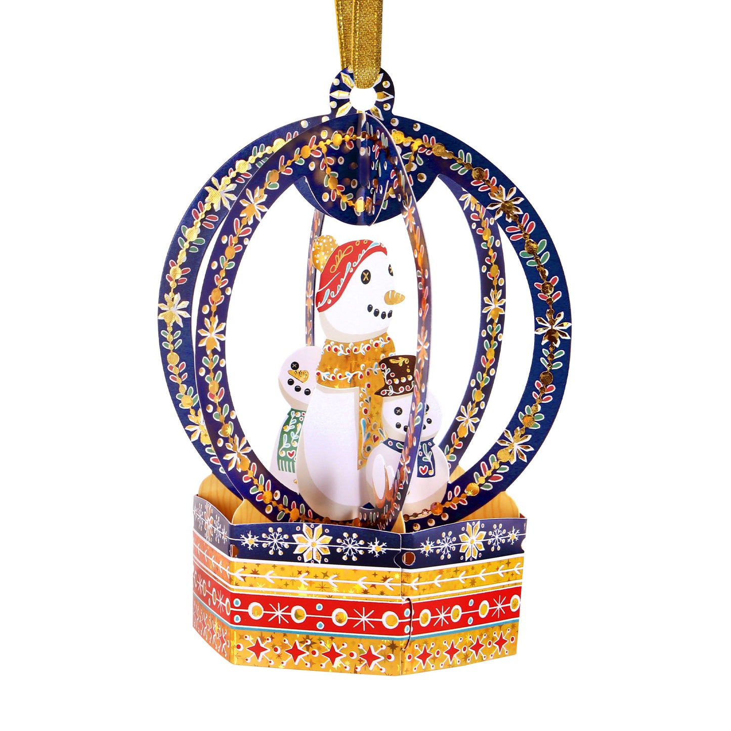 Snow Globe Snowmen 18 x 15 x 4cm - Baubles 3D Pop Up Christmas Card Ornament Santoro