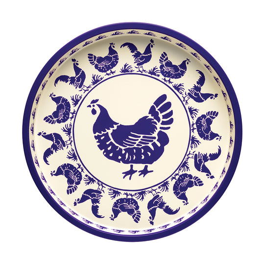 Emma Bridgewater Blue Hens Deepwell Tin Tray 300 mm (d)