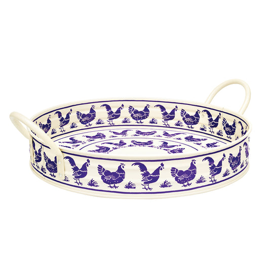 Emma Bridgewater Blue Hens Large Handle Tin Tray 390 (d) x 60 mm