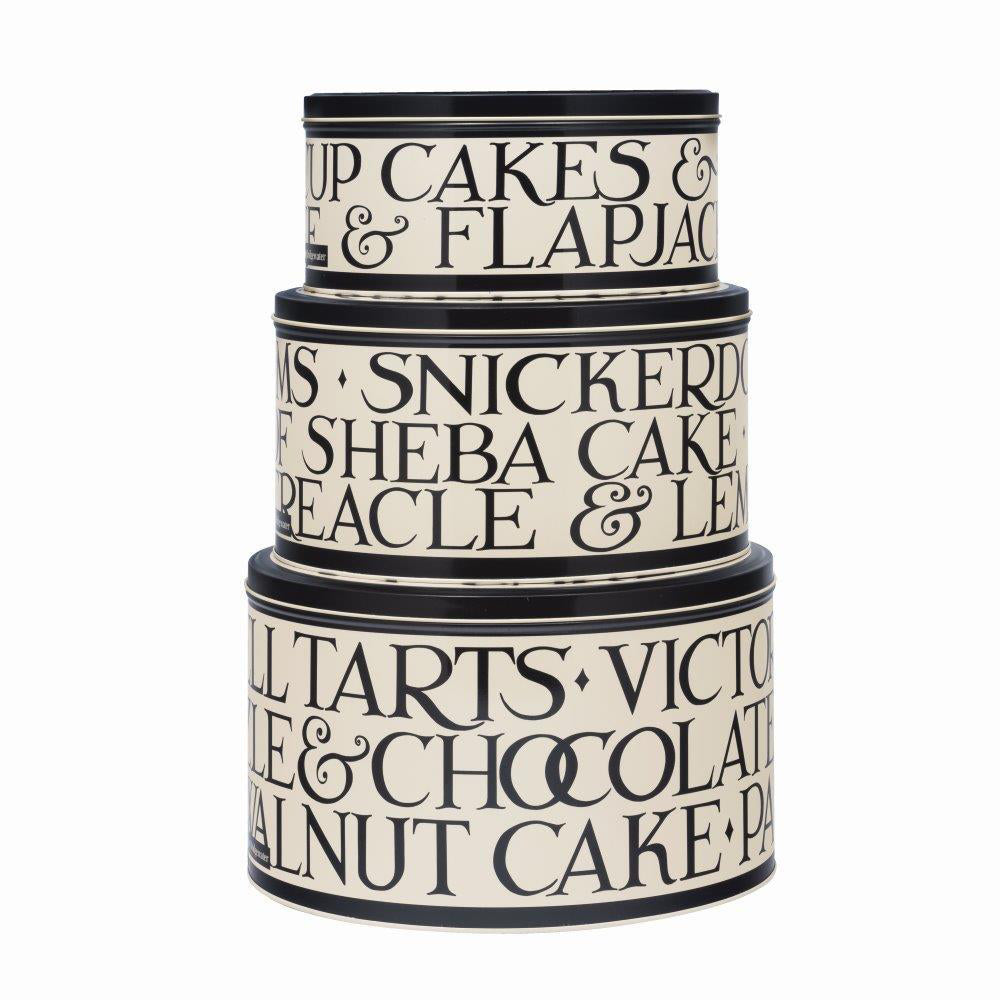 Emma Bridgewater New Black Toast  Set of 3 Round Cake Tins - 250 (d) x 145mm 225 (d) x 120mm 195 (d) x 95mm