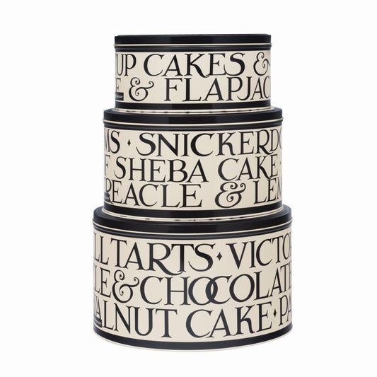 Emma Bridgewater New Black Toast  Set of 3 Round Cake Tins - 250 (d) x 145mm 225 (d) x 120mm 195 (d) x 95mm