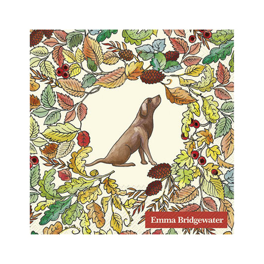 Emma Bridgewater Dogs in the Woods Cream IHR Paper Cocktail Napkins 25 cm square 3 ply 20 pack