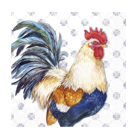 Albert Rooster Blue Easter Cocktail IHR Paper Table Napkins 25 cm or 10 inches square 3 ply
