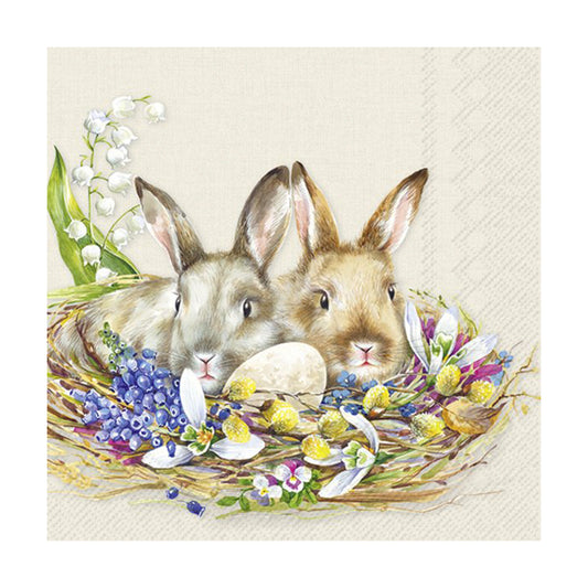 Cuddly Bunnies Easter Cocktail IHR Paper Table Napkins 25 cm or 10 inches square 3 ply