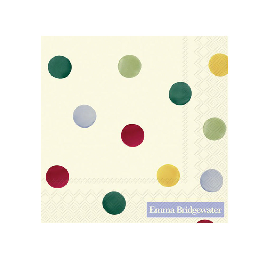 Emma Bridgewater Polka Dot Cream Cocktail IHR Paper Table Napkins 25 cm or 10 inches square 3 ply Cocktail IHR Paper Table Napkins 25 cm or 10 inches square 3 ply