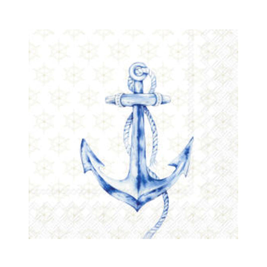 Anchor Cream Sailing Cocktail IHR Paper Table Napkins 25 cm or 10 inches square 3 ply