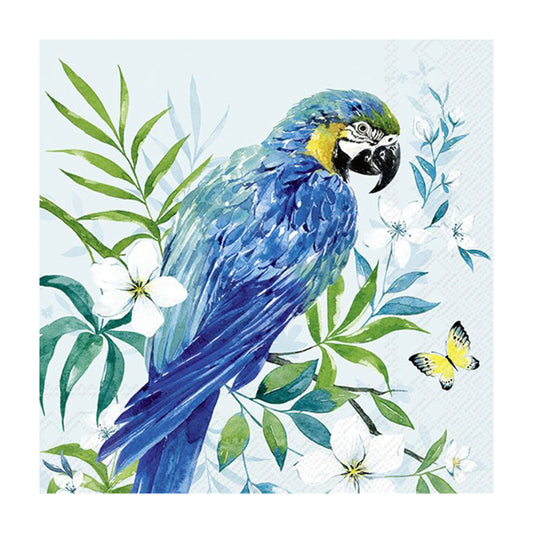 Parrot Light Blue Cocktail IHR Paper Table Napkins 25 cm or 10 inches square 3 ply