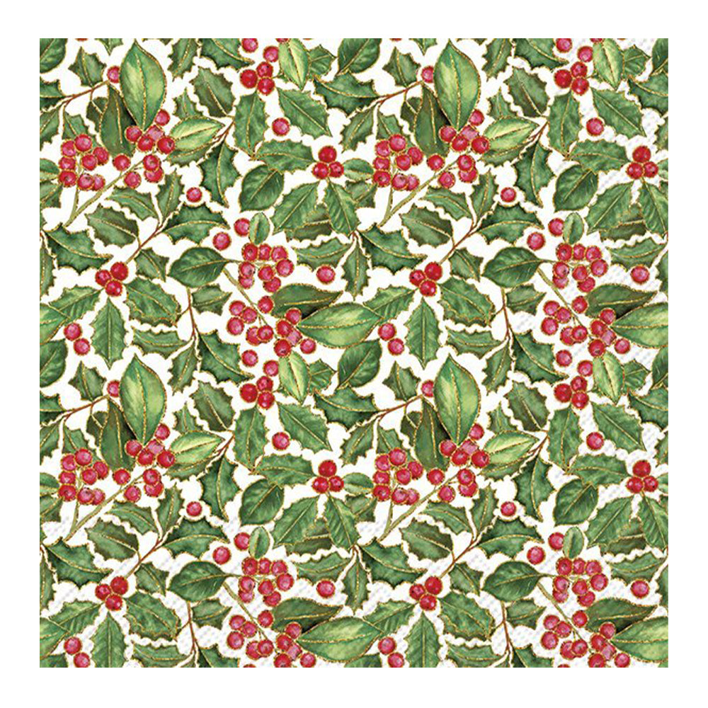 Holly Cocktail IHR Paper Table Napkins 25 cm or 10 inches square 3 ply