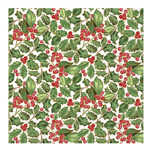 Holly Cocktail IHR Paper Table Napkins 25 cm or 10 inches square 3 ply