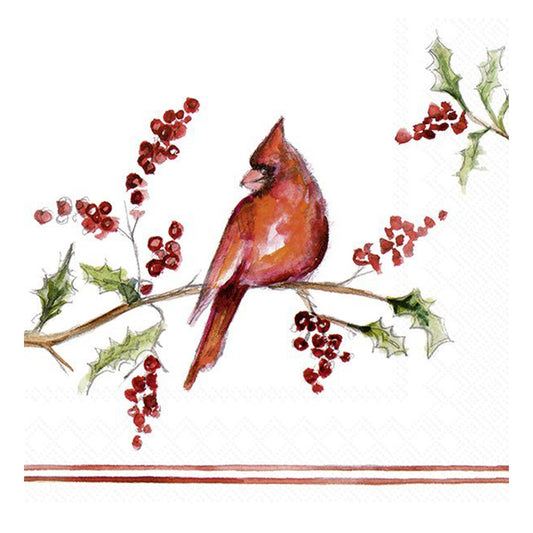 Christmas Cardinal Cocktail IHR Paper Table Napkins 25 cm or 10 inches square 3 ply
