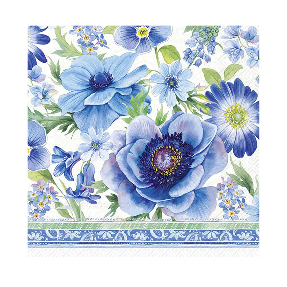 Spring Time Blues Flowers IHR Paper Cocktail Napkins 25 cm 20 pack 3 ply