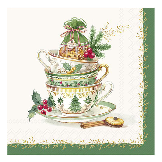 Festive Tea Time Cream Christmas Cocktail IHR Paper Table Napkins 25 cm or 10 inches square 3 ply