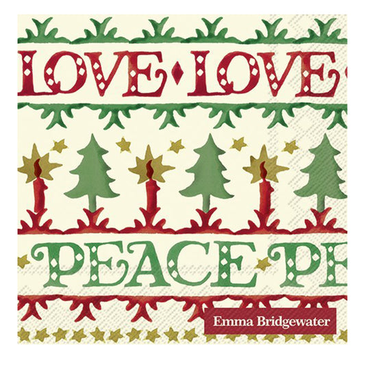 Emma Bridgewater Christmas Joy Cream Christmas Cocktail IHR Paper Table Napkins 25 cm or 10 inches square 3 ply