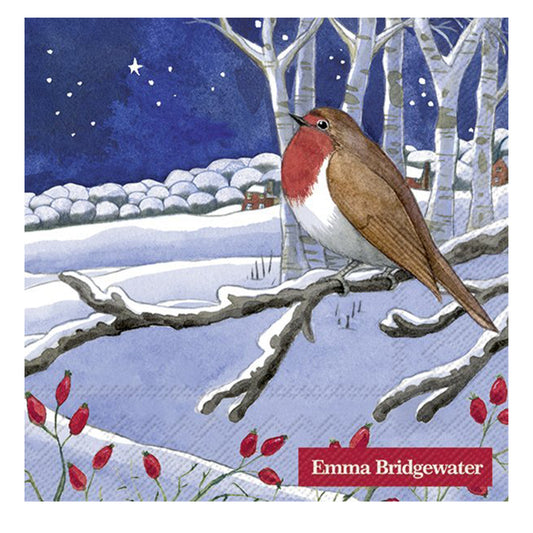 Emma Bridgewater Midnight Robin Christmas Cocktail IHR Paper Table Napkins 25 cm or 10 inches square 3 ply