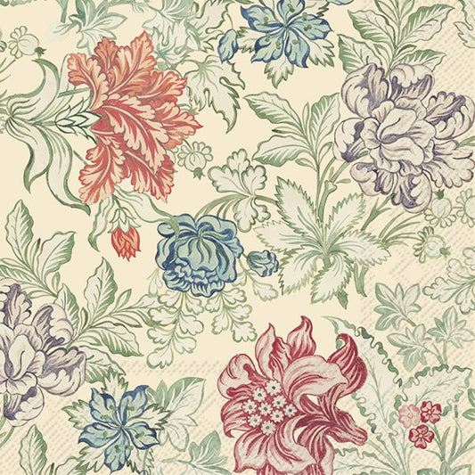 Rococo Silk V&A cream IHR Paper Cocktail Napkins 25 cm 20 pack 3 ply