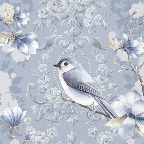Penelope Light Blue Bird IHR Paper Cocktail Napkins 25 cm 20 pack 3 ply