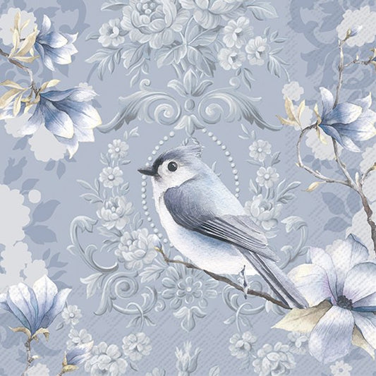 Penelope Light Blue Bird IHR Paper Cocktail Napkins 25 cm 20 pack 3 ply