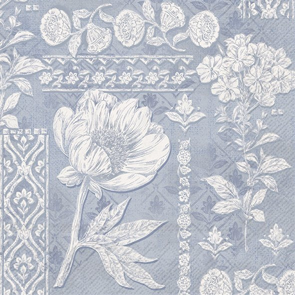 Eloise Light Blue Floral IHR Paper Cocktail Napkins 25 cm 20 pack 3 ply
