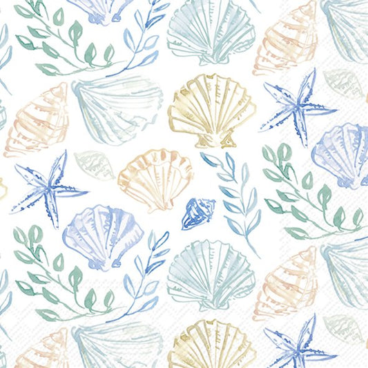 Blue Shells IHR Paper Cocktail Napkins 25 cm square 3 ply 20 pack