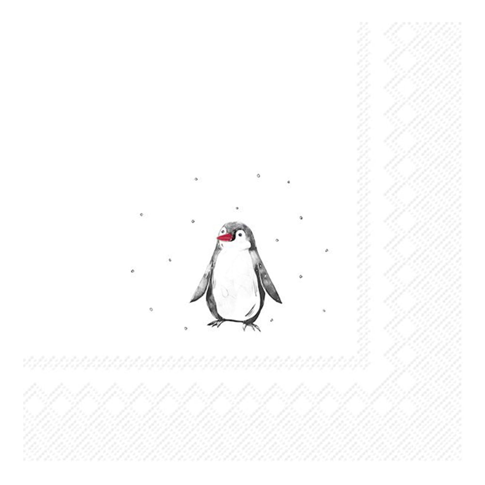 Penguin Black Christmas  IHR Paper Cocktail Napkins 25 cm 20 pack 3 ply