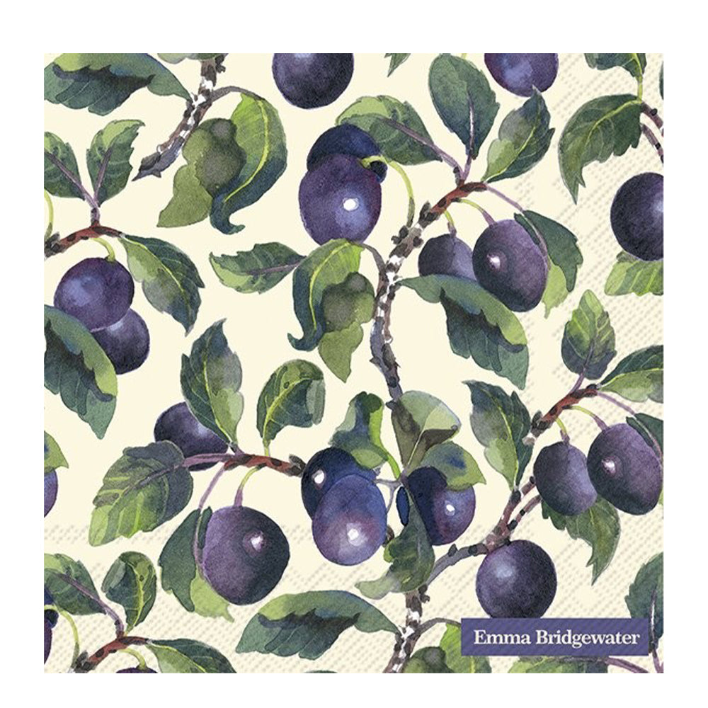 Emma Bridgewater Damson Cream IHR Paper Cocktail Napkins 25 cm 20 pack 3 ply
