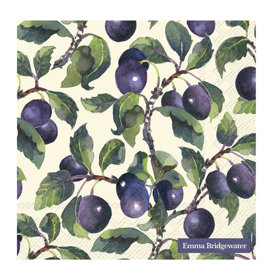 Emma Bridgewater Damson Cream IHR Paper Cocktail Napkins 25 cm 20 pack 3 ply