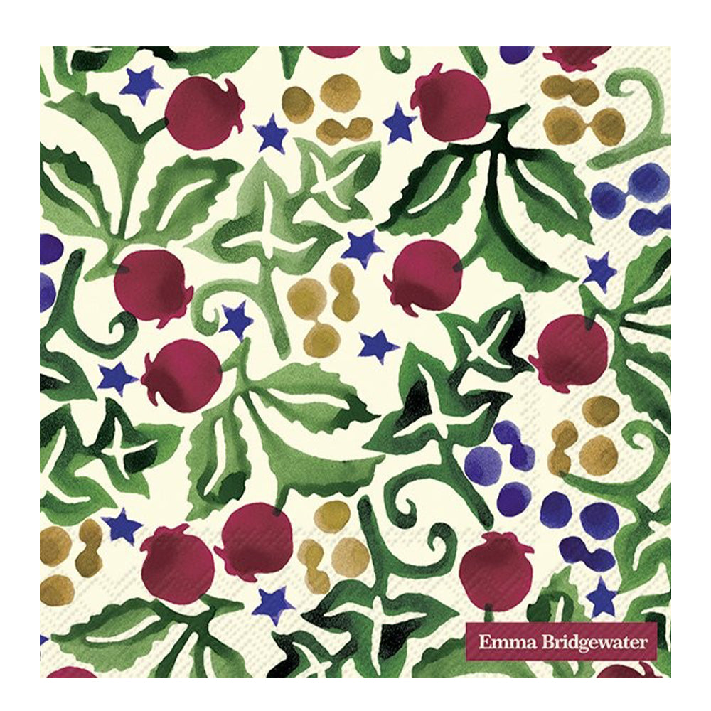 Emma Bridgewater Christmas Rosehip and Ivy IHR Paper Cocktail Napkins 25 cm 20 pack 3 ply